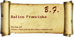 Balics Franciska névjegykártya